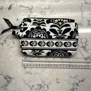 Vera Bradley Cosmetic Makeup Bag Travel Toiletry‎ Pouch Black White Floral